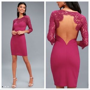Lulus “All the Stars” Lace Illusion Neckline Dress